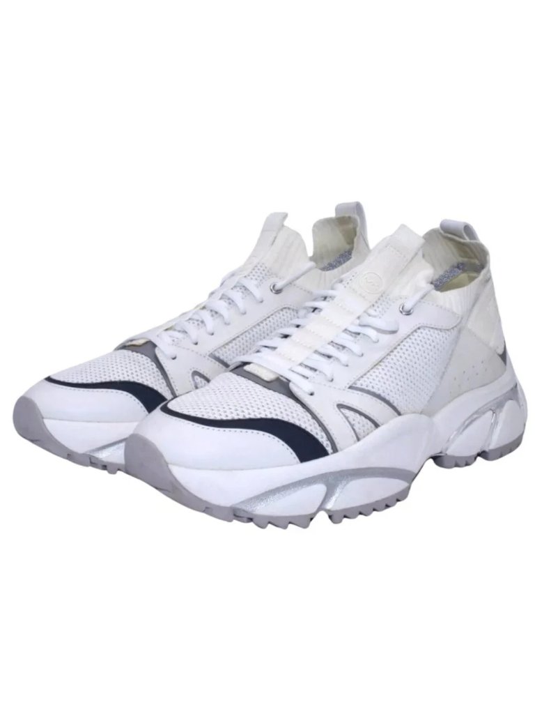 Michael Kors Men's Lucas Athletic Sneakers Size 11.5 White/Metallic Silver